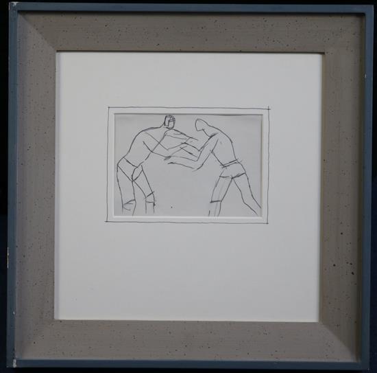 § Keith Vaughan (1912-1977) Sketch of boxers, 4.5 x 6.75in.